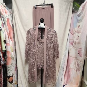 NWOT 3 Piece Lace Tank, Cardigan & Pants Pinky Brown!!!!